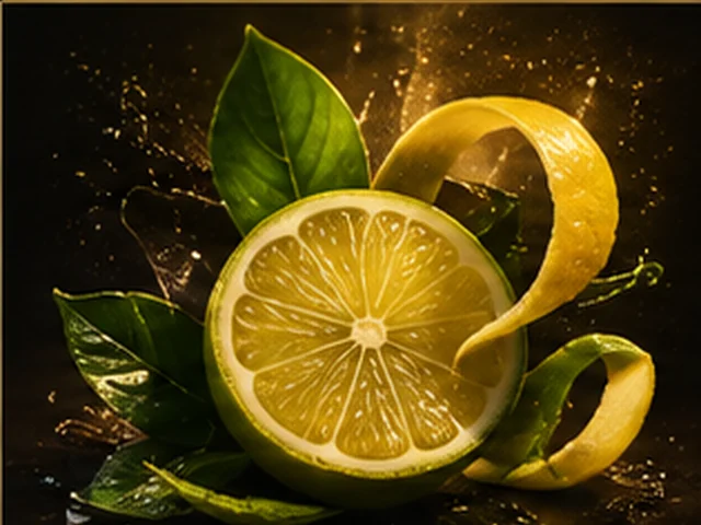 Limón, cáscara cítrica y hojas verdes representando visualmente la familia olfativa cítrica